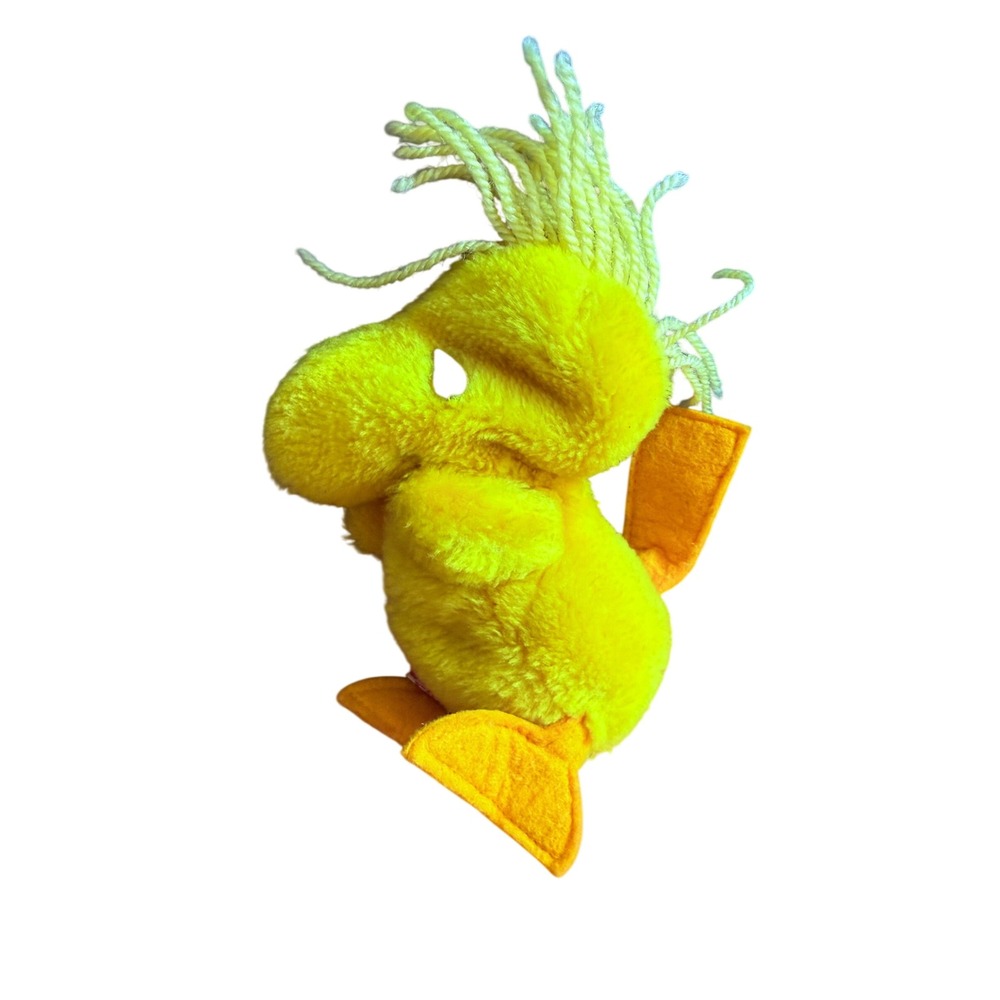 Vintage 1972 Yellow Woodstock Peanuts gang Charlie Brown bird plush beans 7"